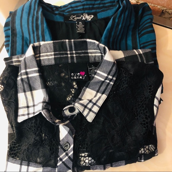 Set up 2 button up shirts with tie front - Picture 8 of 8